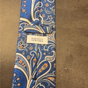 Barneys New York Vibrant Blue and Orange Paisley Tie